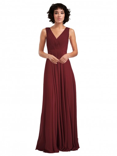 Shop Sleeveless V-Neck Pleated Chiffon Bridesmaid Dress Ottawa