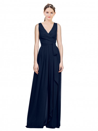 Shop V-Neck Ruched Chiffon Bridesmaid Dress with Waistband Ottawa