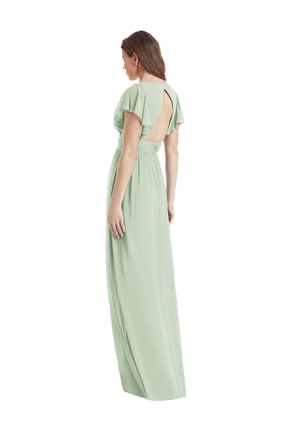 Shop Flutter Sleeves Draped Wrap V-Neck Chiffon Bridesmaid Dress Ottawa