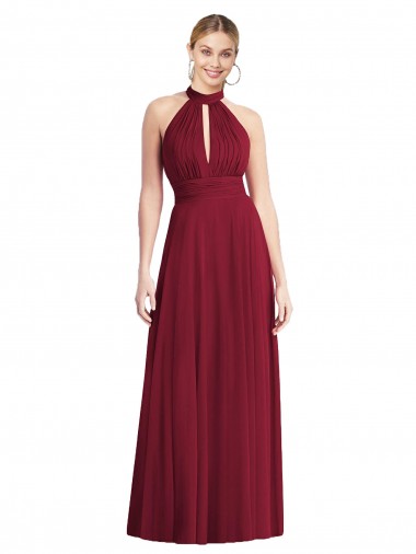 Shop High-Neck Open Back Shirred Halter Maxi Bridesmaid Dress Ottawa
