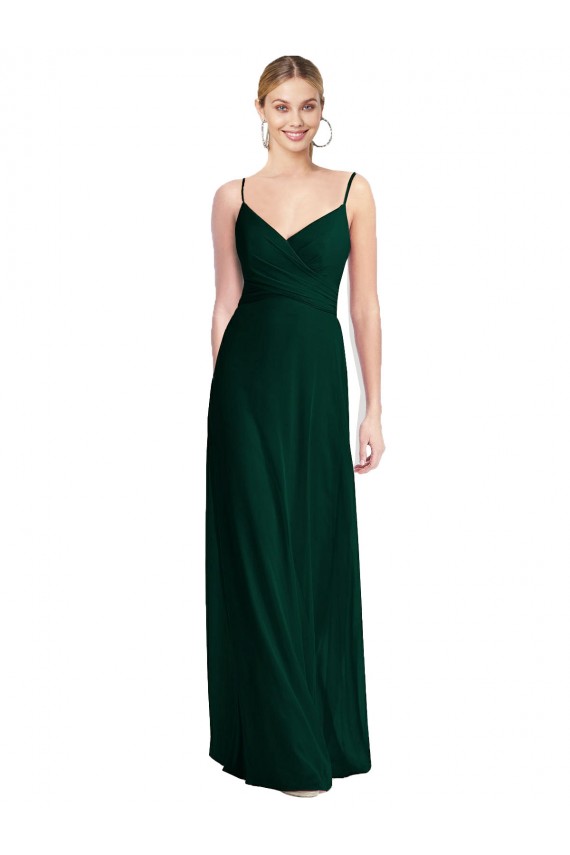 Shop Wide V-Neck Long Spaghetti Strap Chiffon Bridesmaid Dress Ottawa