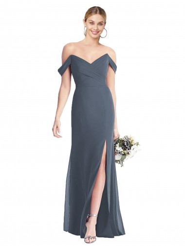 Shop Off the Shoulder Criss Cross Bodice Trumpet Chiffon Bridesmaid Dress Ottawa