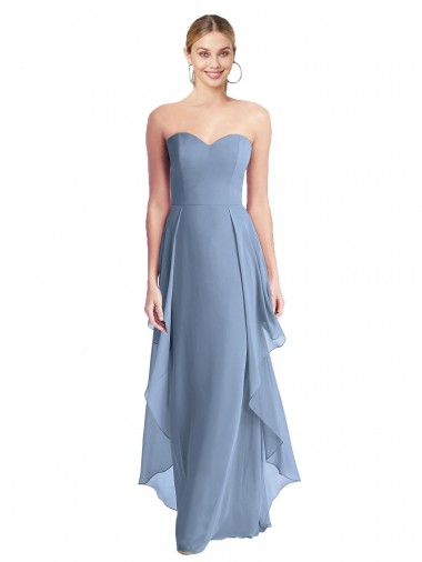 Shop Strapless Chiffon Bridesmaid Dress with Skirt Overlay Ottawa