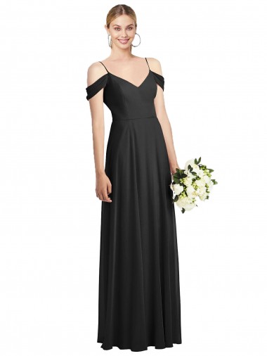 Shop Cold-Shoulder V-Back Chiffon Maxi Bridesmaid Dress Ottawa