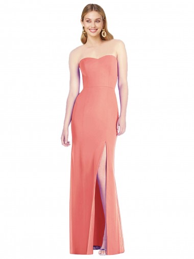 Shop Strapless Chiffon Trumpet Bridesmaid Dress with Front Slit Ottawa