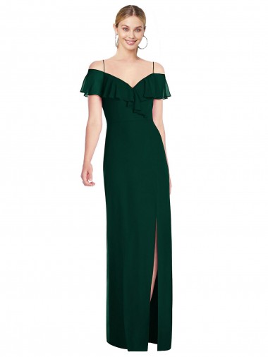 Shop Ruffled Cold-Shoulder Maxi Chiffon Bridesmaid Dress Ottawa