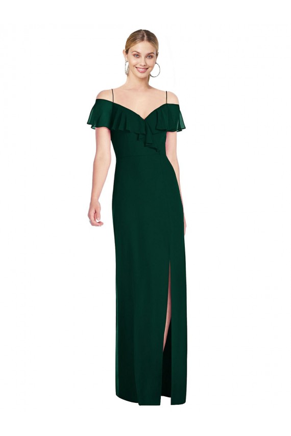 Shop Ruffled Cold-Shoulder Maxi Chiffon Bridesmaid Dress Ottawa