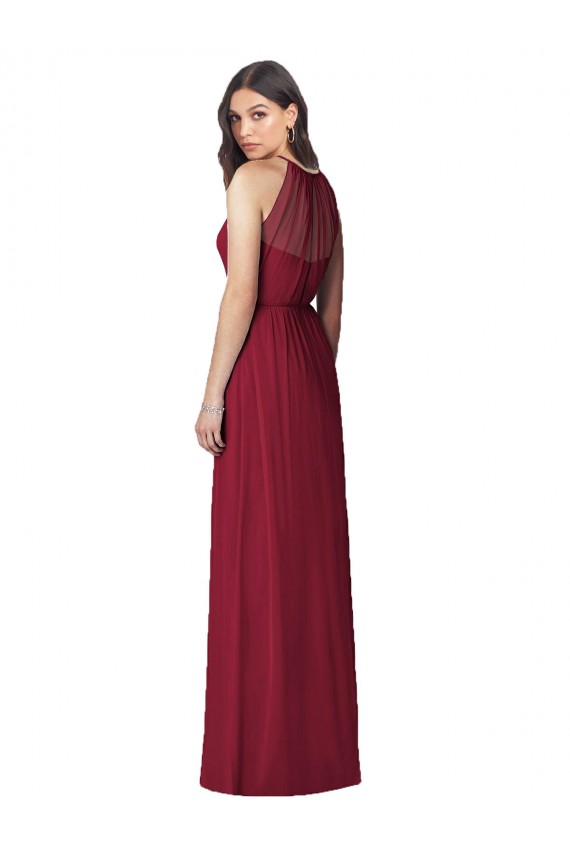 Shop Halter Neck Full-Length Shirred Chiffon Bridesmaid Dress Ottawa