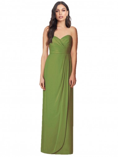 Shop Side Front Slit Draped Strapless Chiffon Bridesmaid Dress Ottawa