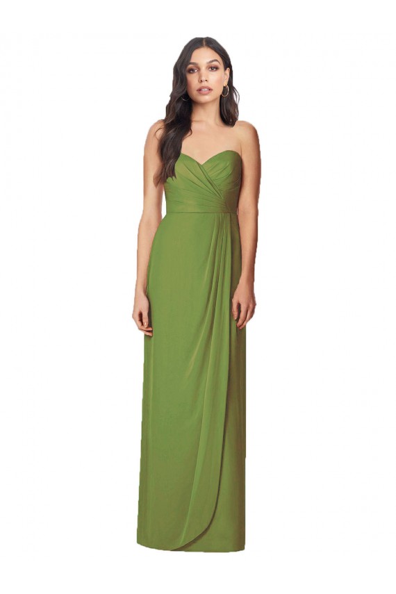 Shop Side Front Slit Draped Strapless Chiffon Bridesmaid Dress Ottawa