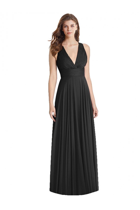 Shop Full Length V-Neck Chiffon Bridesmaid Dress with Wide Criss Cross Straps Ottawa