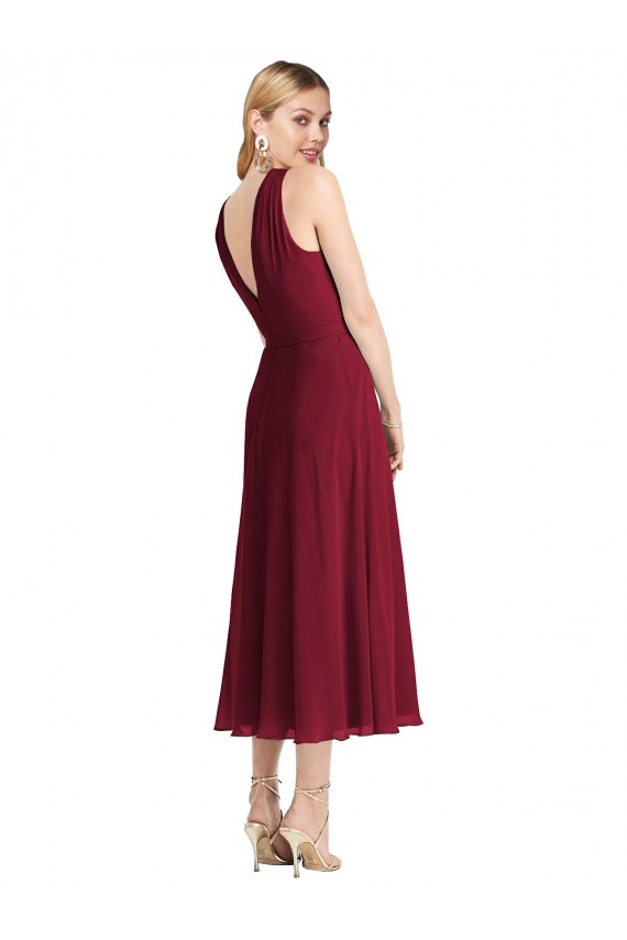 Shop Midi Length Halter Plunging V-Back Chiffon Bridesmaid Dress / Cocktail Dress Ottawa
