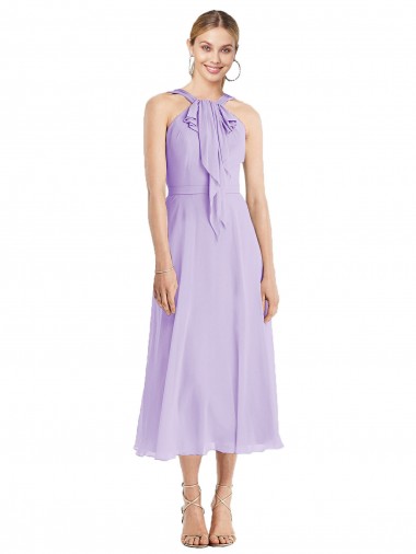 Shop Midi Length Halter Plunging V-Back Chiffon Bridesmaid Dress / Cocktail Dress Ottawa