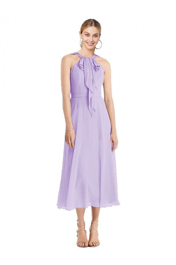 Shop Midi Length Halter Plunging V-Back Chiffon Bridesmaid Dress / Cocktail Dress Ottawa