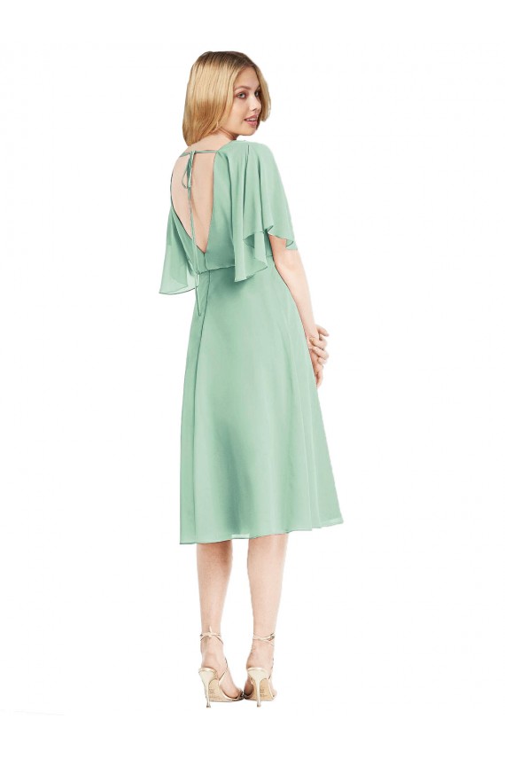 Shop Open Back Flutter Sleeves Cocktail Length Chiffon Bridesmaid Dress Ottawa