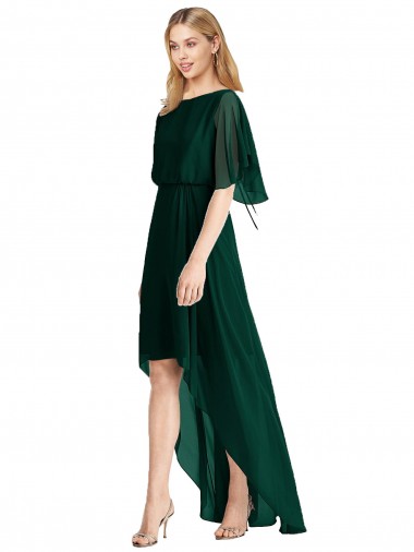 Shop Plunging V Back Flutter Sleeves Cocktail Length Chiffon Bridesmaid Dress Ottawa