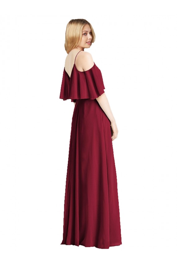 Shop Spaghetti Straps V-Neck Chiffon Bridesmaid Dress with Sash Tie Ottawa