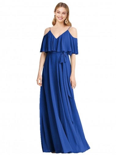 Shop Spaghetti Straps V-Neck Chiffon Bridesmaid Dress with Sash Tie Ottawa