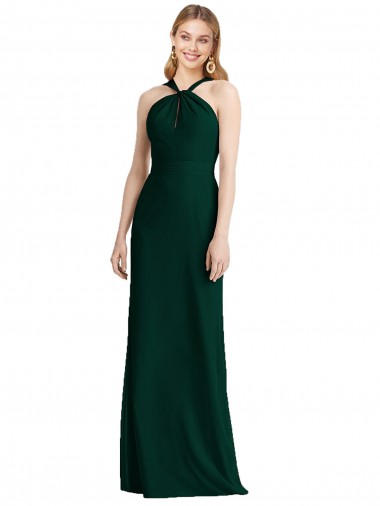 Shop Sleek Full-Length Twist Halter Chiffon Bridesmaid Dress Ottawa
