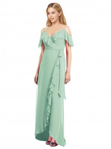 Shop High Low Off the Shoulder Wrap Chiffon Bridesmaid Dress  Ottawa