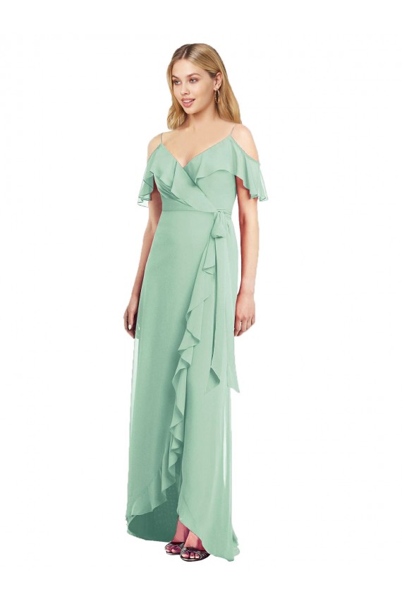 Shop High Low Off the Shoulder Wrap Chiffon Bridesmaid Dress  Ottawa