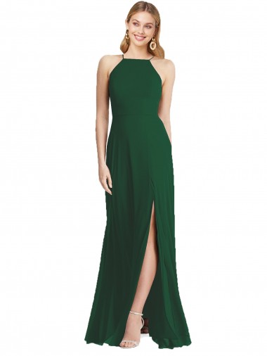 Shop High-Neck Maxi Bridesmaid Dress with Front Slit Ottawa