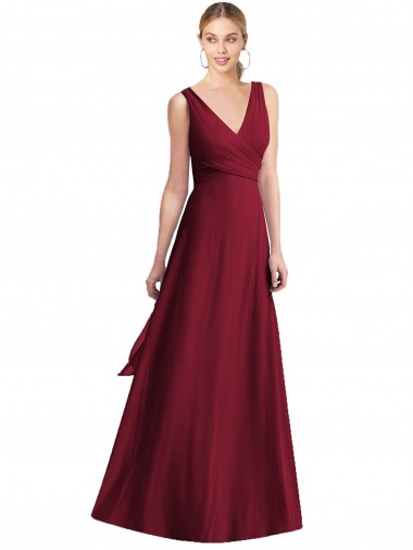Shop Sleeveless V-Neck Chiffon Wrap Bridesmaid Dress Ottawa