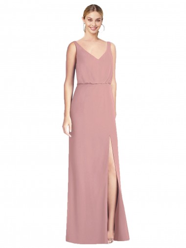 Shop Blouson Bodice Chiffon Bridesmaid Dress with Front Slit Ottawa