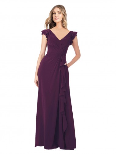 Shop Ruffle Cap Sleeves Long Chiffon Bridesmaid Dress Ottawa