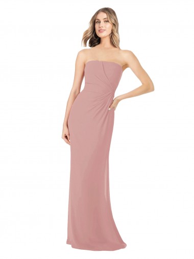Shop Draped Strapless Sheath Long Chiffon Bridesmaid Dress Ottawa