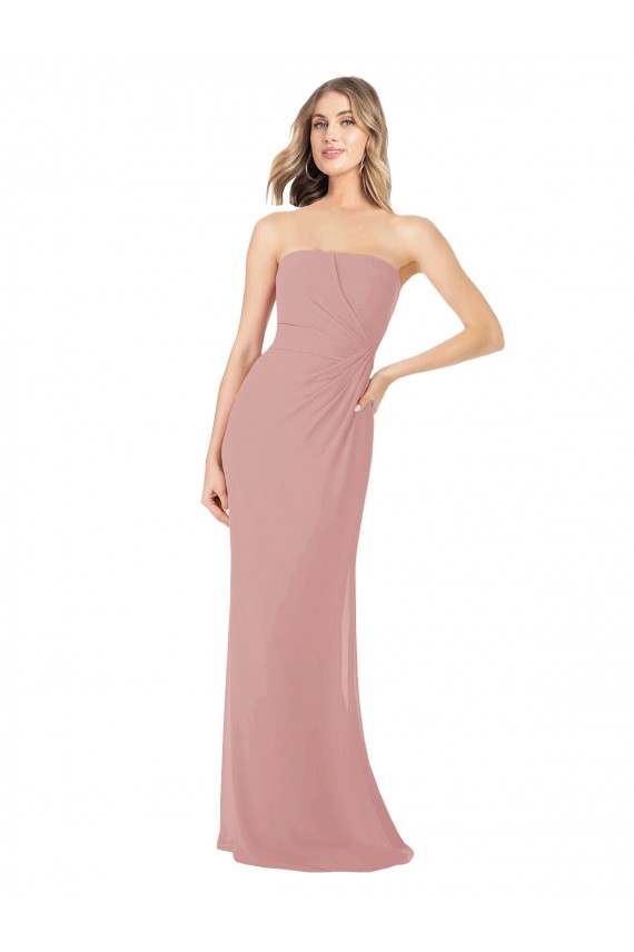 Shop Draped Strapless Sheath Long Chiffon Bridesmaid Dress Ottawa