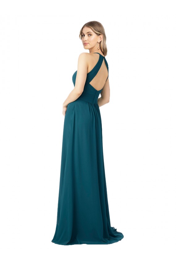Shop Draped High Neck Keyhole Back Bridesmaid Dress with Front Slit Ottawa
