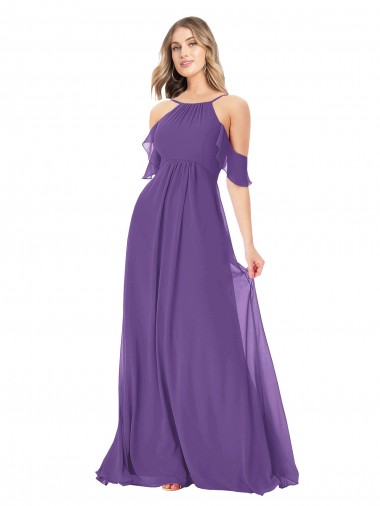 Shop Cold Shoulder Flutter Sleeves Chiffon Bridesmaid Dress Ottawa