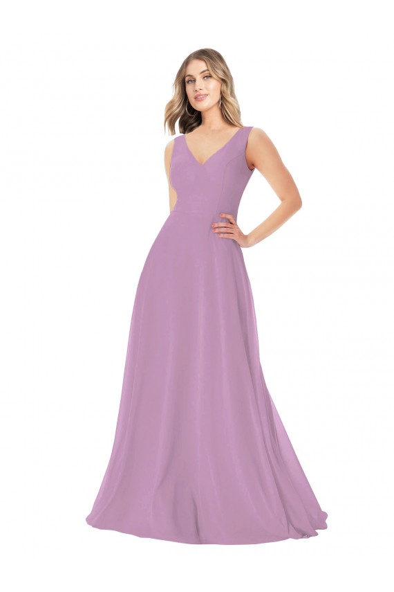 Shop Simple Chiffon V-Neck Bridesmaid Dress with Draped V-Back Ottawa