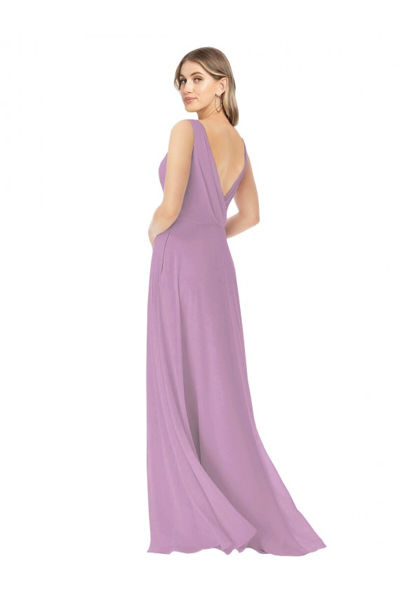 Shop Simple Chiffon V-Neck Bridesmaid Dress with Draped V-Back Ottawa