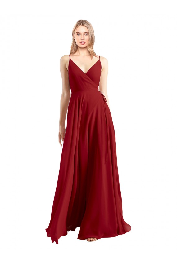 Shop A-Line Spaghetti Straps V-Neckline Chiffon Bridesmaid Dress Open Back Ottawa