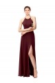 Shop Slim Long High Halter Neck Chiffon Bridesmaid Dress with High Side Slit Ottawa