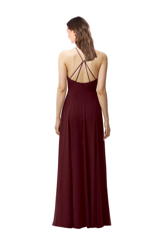 Shop Slim Long High Halter Neck Chiffon Bridesmaid Dress with High Side Slit Ottawa