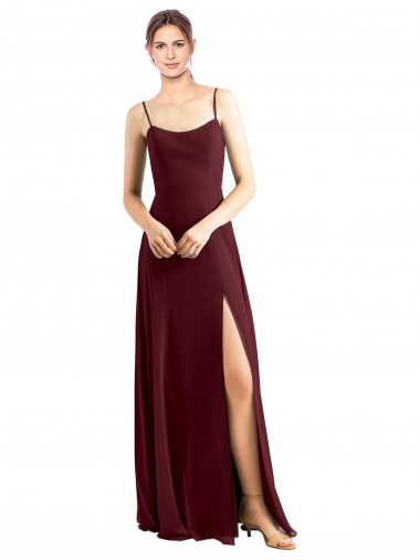 Shop Sleek Fit and Flare Long Scoop Neck Chiffon Bridesmaid Dress with High Side Slit Ottawa