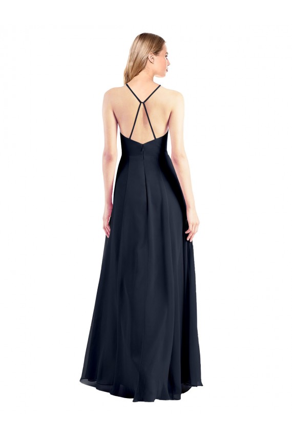Shop Plunging V-Neckline Halter Chiffon Wrap Bridesmaid Dress / Prom Dress with High Slit Ottawa