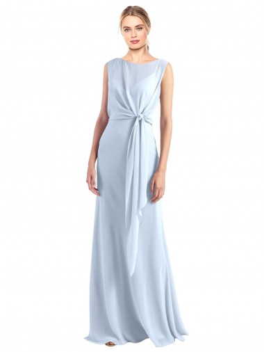 Shop Illusion Boat Neck Long Full Length Chiffon Bridesmaid Dress with Keyhole Back Ottawa