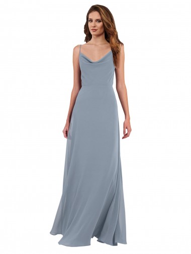 Shop Long Full Length Draped Cowl Neck V-Back Slip Chiffon Bridesmaid Dress Ottawa