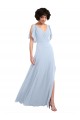 Shop Split Flutter Sleeves V-Neck Chiffon Bridesmaid Dress with Open V-Back Ottawa