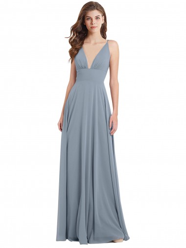 Shop Fitted V-Neckline Long Chiffon Bridesmaid Dress with V-Back Ottawa