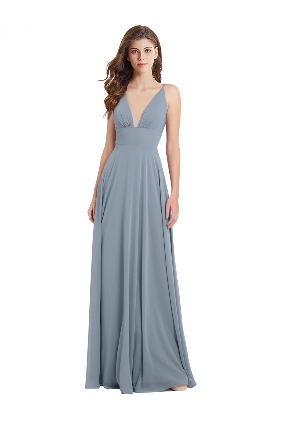 Shop Fitted V-Neckline Long Chiffon Bridesmaid Dress with V-Back Ottawa