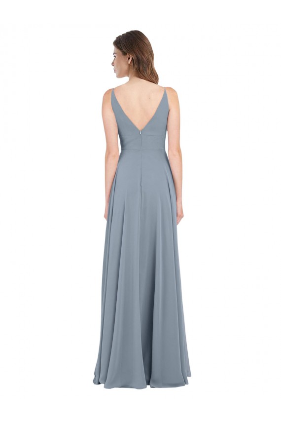 Shop Fitted V-Neckline Long Chiffon Bridesmaid Dress with V-Back Ottawa
