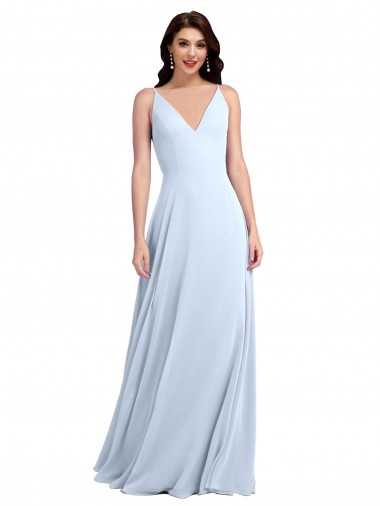 Shop Long Floor Length V-Neck Chiffon Bridesmaid Dress with Keyhole Back Ottawa