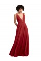 Shop Fitted Plunging Deep V-Neck Long Chiffon Bridesmaid Dress with V-Back Ottawa