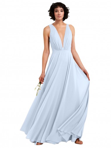 Shop Daring Plunging V-Neck Long Chiffon Bridesmaid Dress with Pleated Bodice Ottawa
