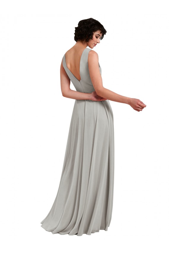 Shop Daring Plunging V-Neck Long Chiffon Bridesmaid Dress with Pleated Bodice Ottawa